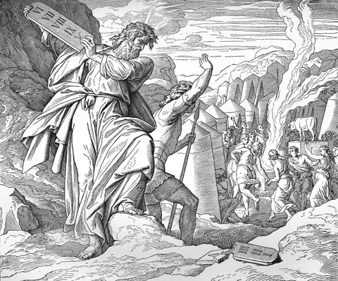 Bilder der Bibel - Mose zertrümmert die Gesetzestafeln