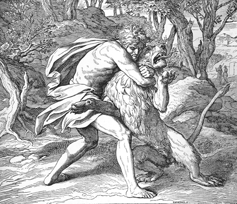 Bilder der Bibel - Simson tötet einen Löwen