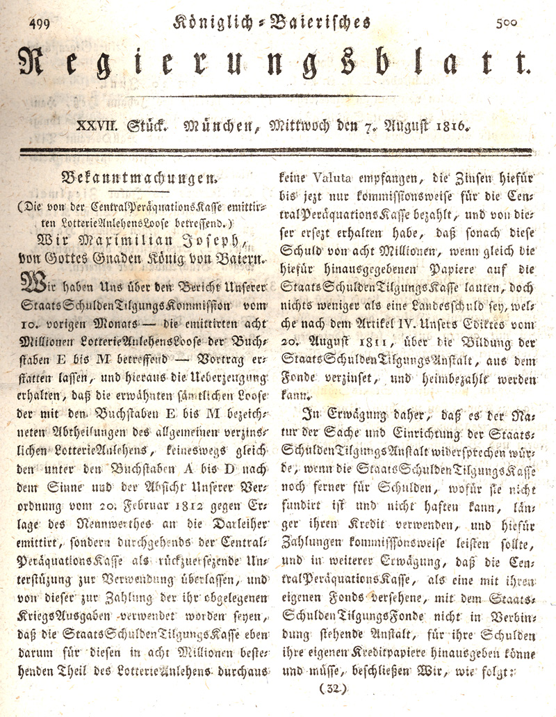 Ludwigskanal - Geschichte - Regierungsblatt